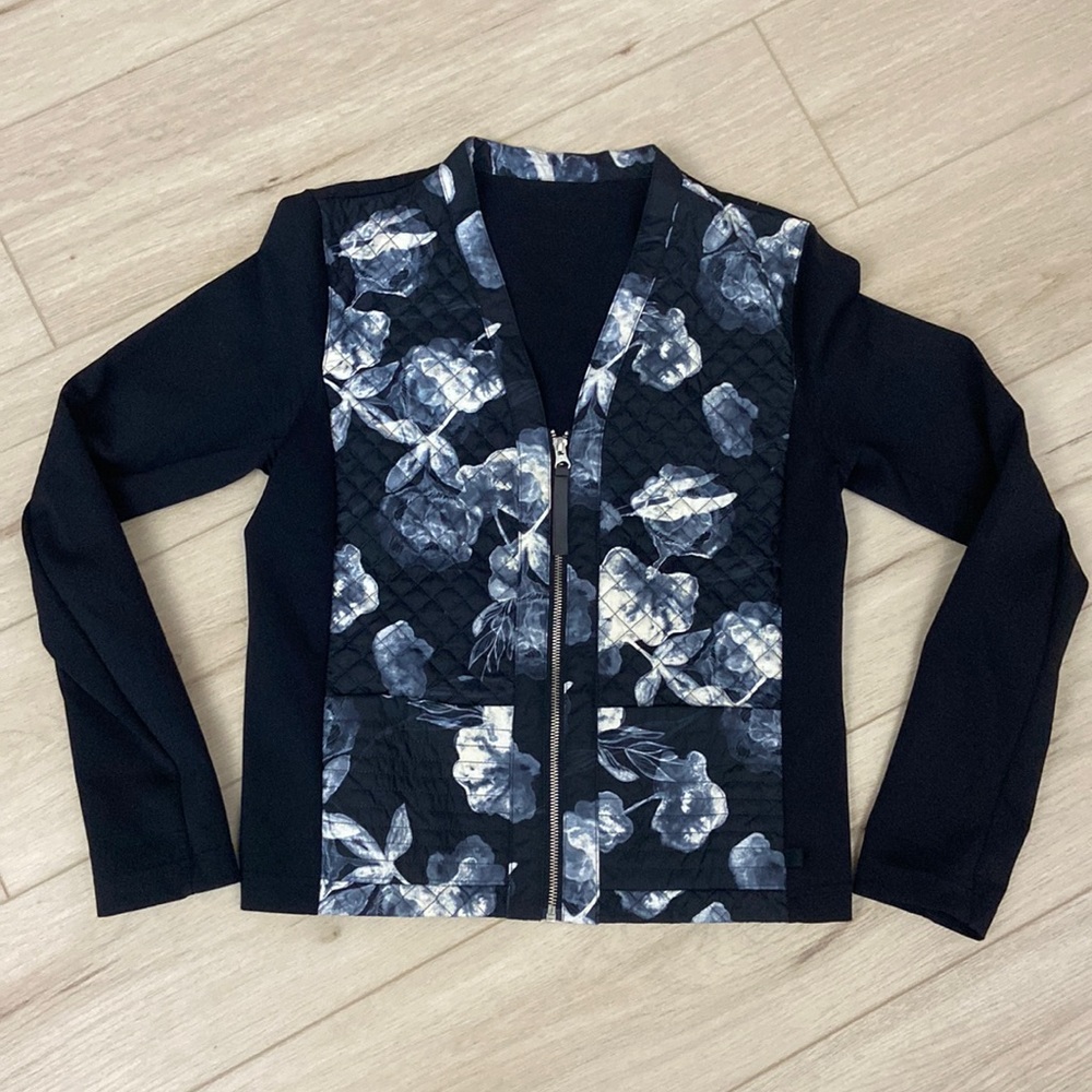 Lululemon Cardigan & Again Inky Floral Black Ghost